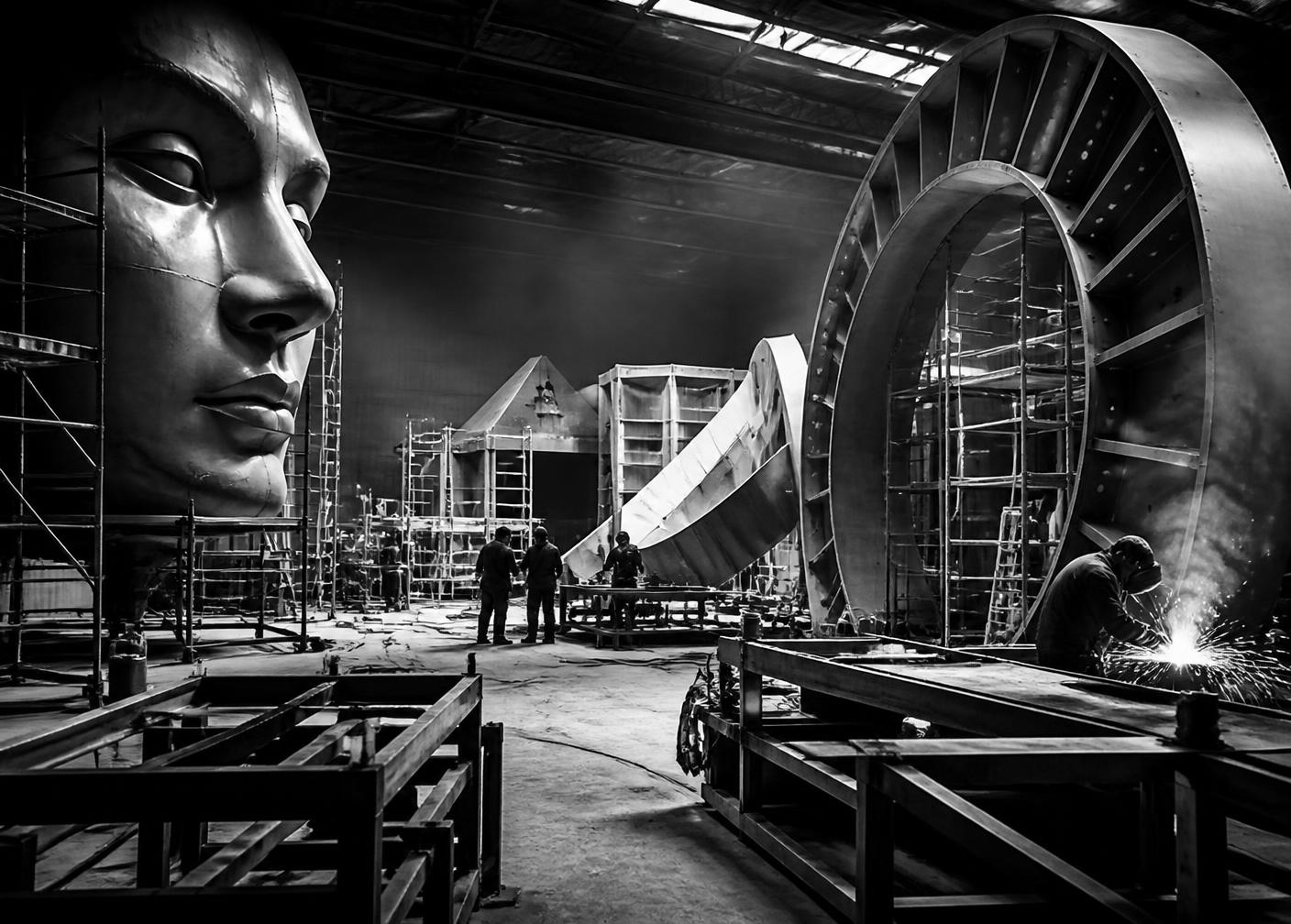 Scenic workshop building oversized props and structures
