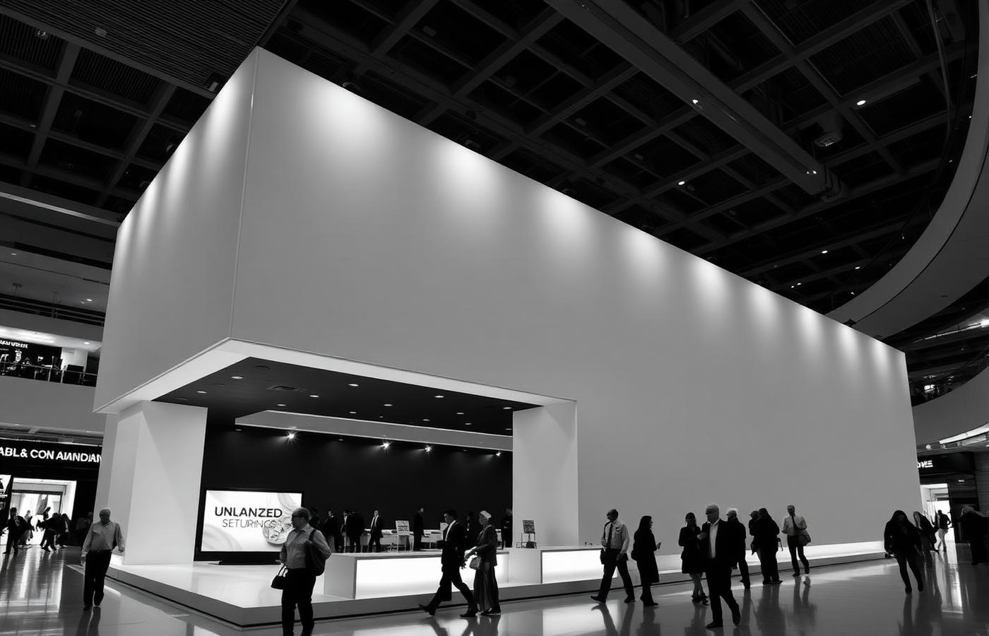 Large custom activation structure in a retail concourse